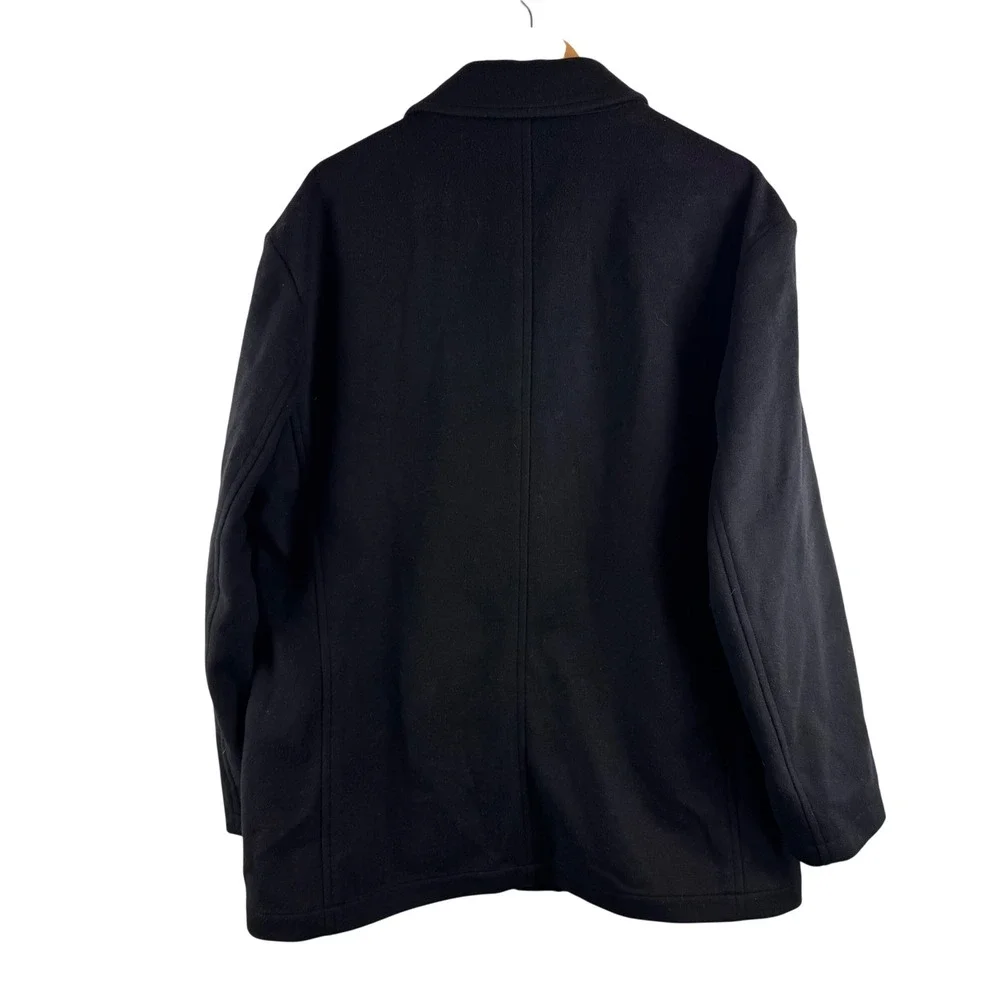 Hugo Boss Chester Coat Mens 44R Black Virgin Wool Cashmere Blend Button Front
